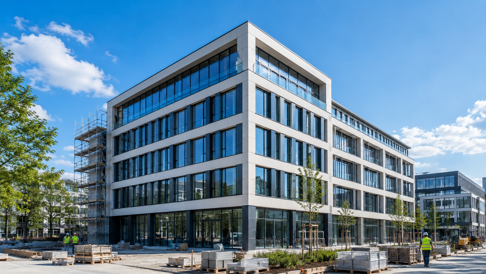 Bürogebäude während der Kernsanierung